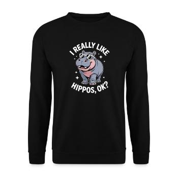 Hippopotamus Sayings Hippopotamus Joke Hippopotamus Gift - Unisex Sweatshirt - black - Front - Alina (178cm) & Michal (187cm)