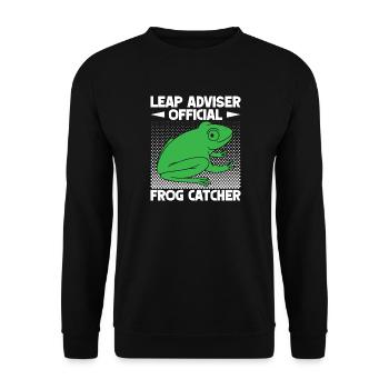 Frog Catcher Leap Adviser Official Frog - Unisex Pullover - Schwarz - Vorne - Alina (178cm) & Michal (187cm)