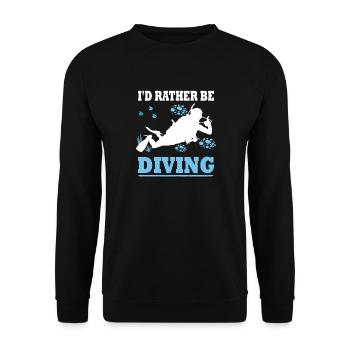 I'd rather be diving - Diver Saying Gift - Unisex Sweatshirt - black - Front - Alina (178cm) & Michal (187cm)