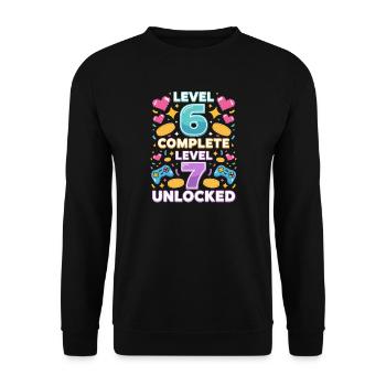 Niveau 6 Niveau 7 complété Débloqué - Sweat-shirt Unisexe - noir - Devant - Alina (178cm) & Michal (187cm)