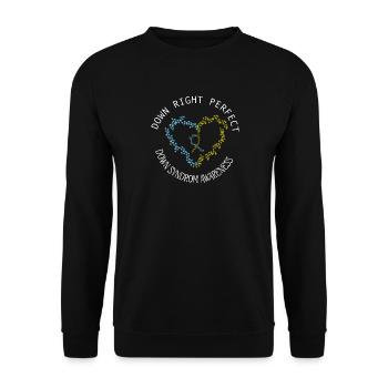 Absolut perfektes Down-Syndrom-Bewusstseins-Herz - Unisex Pullover - Schwarz - Vorne - Alina (178cm) & Michal (187cm)