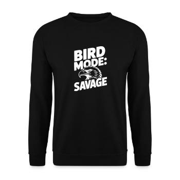 Vogelmodus: Wild - Unisex Pullover - Schwarz - Vorne - Alina (178cm) & Michal (187cm)