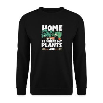 Maison où mes plantes sont amoureuses des plantes - Sweat-shirt Unisexe - noir - Devant - Alina (178cm) & Michal (187cm)