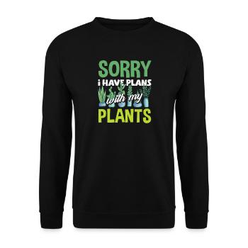 Ich Habe Pläne Mit Meinen Pflanzen - Unisex Pullover - Schwarz - Vorne - Alina (178cm) & Michal (187cm)