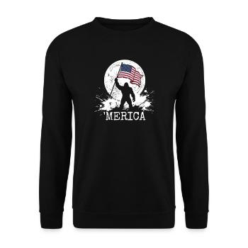America Bigfoot Moon Funny Bigfoot for Men z - Unisex Sweatshirt - black - Front - Alina (178cm) & Michal (187cm)