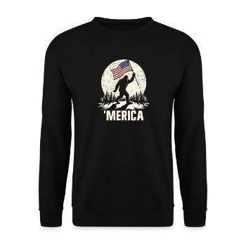 America Bigfoot Moon Funny Bigfoot for Men z - Unisex Sweatshirt - black - Front - Alina (178cm) & Michal (187cm)