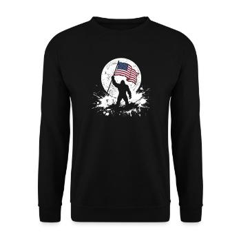 Bigfoot Lune Bigfoot patriotique drôle pour le 4e anniversaire - Sweat-shirt Unisexe - noir - Devant - Alina (178cm) & Michal (187cm)