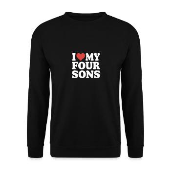 I Love my four sons - Unisex Sweatshirt - black - Front - Alina (178cm) & Michal (187cm)