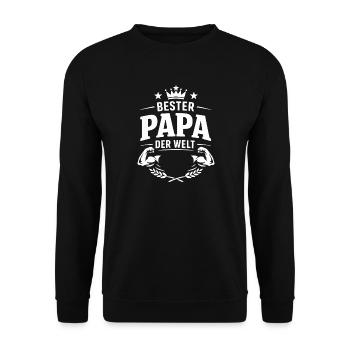 Bester Papa der Welt Krone Motiv - Unisex Pullover - Schwarz - Vorne - Alina (178cm) & Michal (187cm)