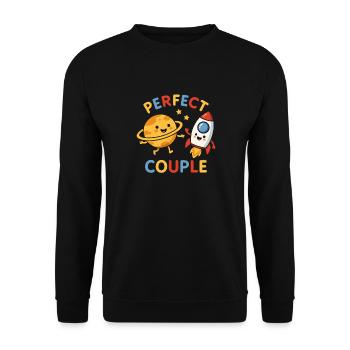 Perfect Couple: Planet and Rocket Adventure - Unisex Pullover - Schwarz - Vorne - Alina (178cm) & Michal (187cm)