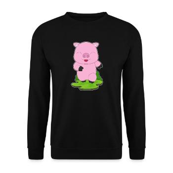 Pig Jogger Jogging Sport - Unisex Sweatshirt - black - Front - Alina (178cm) & Michal (187cm)