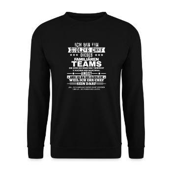 Stolzer Chef von einem familiären Team - Unisex Sweatshirt - black - Front - Alina (178cm) & Michal (187cm)