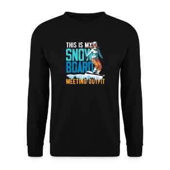 Snowboarding Snowboard Meeting Chairlift - Unisex Sweatshirt - black - Front - Alina (178cm) & Michal (187cm)