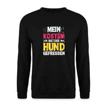 Kostüm Hund gefressen – Shirt für Faschingsmuffel - Unisex Pullover - Schwarz - Vorne - Alina (178cm) & Michal (187cm)