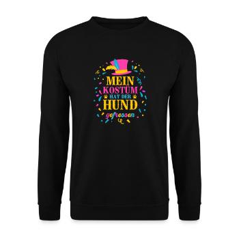 Kostüm Hund gefressen – Shirt für Faschingsmuffel - Unisex Pullover - Schwarz - Vorne - Alina (178cm) & Michal (187cm)