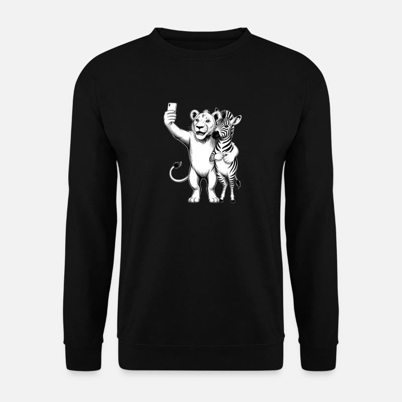 Löwe und Zebra - Unisex Pullover - Schwarz