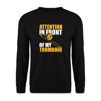 Attention Trombone Trombone Player Trombonist - Unisex Sweatshirt - black - Front - Alina (178cm) & Michal (187cm)