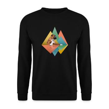 Boxer Dog Geometric - Sweat-shirt Unisexe - noir - Devant - Alina (178cm) & Michal (187cm)