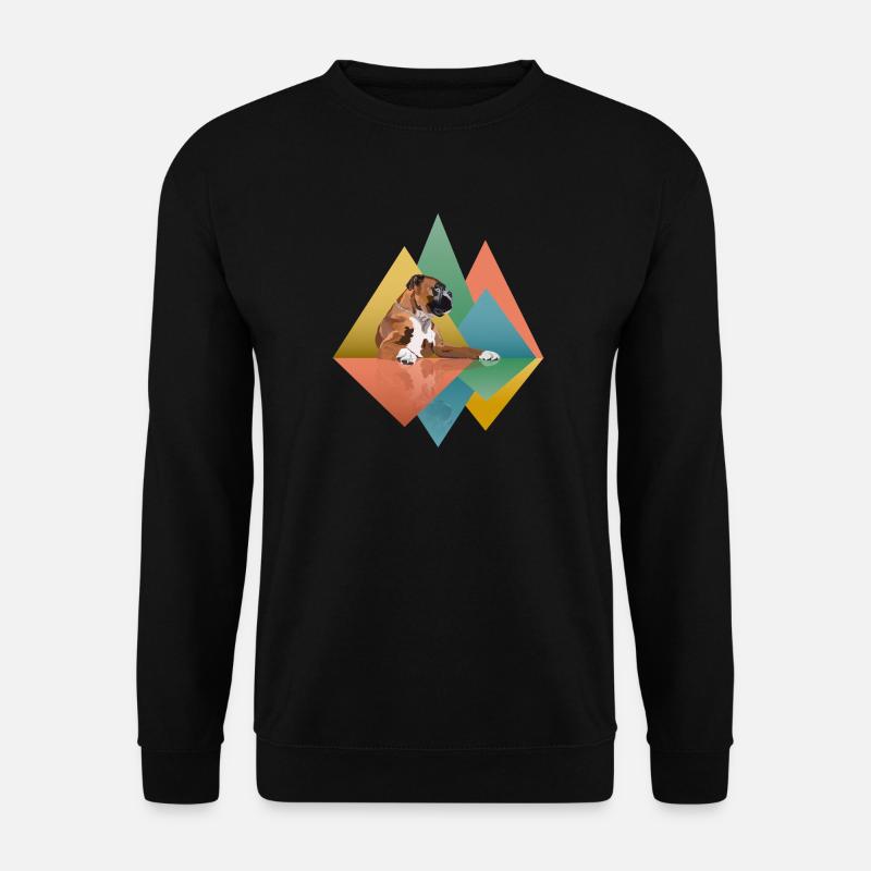 Boxer Dog Geometric - Unisex Pullover - Schwarz