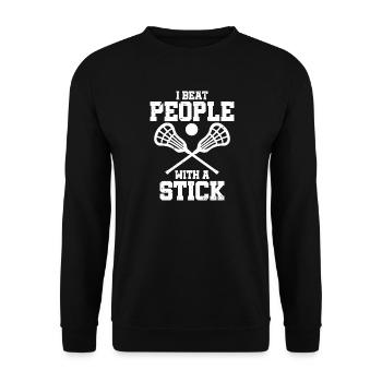 I Beat People with A Stick Funny Lacrosse - Unisex Sweatshirt - black - Front - Alina (178cm) & Michal (187cm)