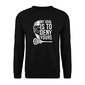 Lacrosse Lax My Goal is to Deny Yours Men Boys - Unisex Pullover - Schwarz - Vorne - Alina (178cm) & Michal (187cm)