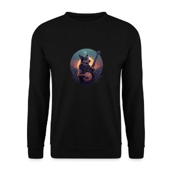 Banjo spielt Hund - Unisex Pullover - Schwarz - Vorne - Alina (178cm) & Michal (187cm)