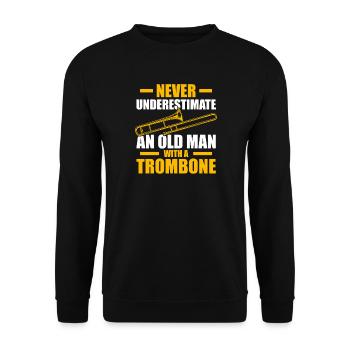 Vieil homme avec un tromboniste tromboniste - Sweat-shirt Unisexe - noir - Devant - Alina (178cm) & Michal (187cm)