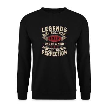 Original 1976 Jahrgang Vintage Geburtstag Retro - Unisex Pullover - Schwarz - Vorne - Alina (178cm) & Michal (187cm)