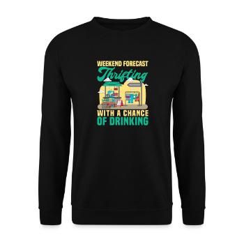 Thrift Shopper Weekend Forecast Thrift Store - Unisex Sweatshirt - black - Front - Alina (178cm) & Michal (187cm)