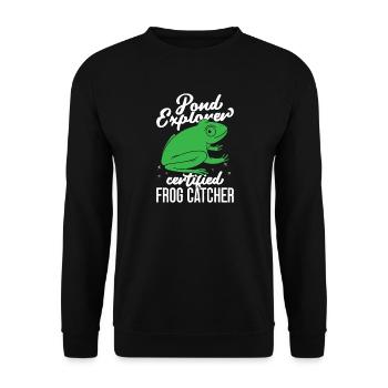 Frog Catcher Pond Explorer Certified Frog - Unisex Sweatshirt - black - Front - Alina (178cm) & Michal (187cm)