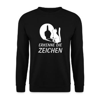 Zeichen Erkennen Katzenblick - Unisex Pullover - Schwarz - Vorne - Alina (178cm) & Michal (187cm)