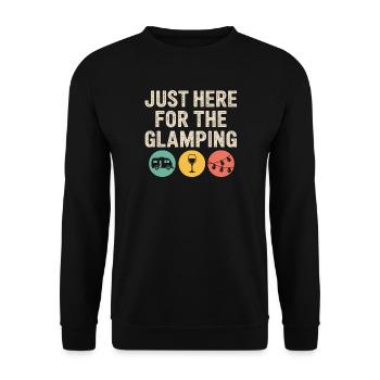 Nur zum Glamping hier - Unisex Pullover - Schwarz - Vorne - Alina (178cm) & Michal (187cm)