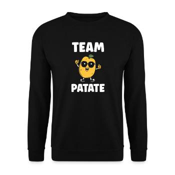 Team Potato Smiling Maskottchen - Unisex Pullover - Schwarz - Vorne - Alina (178cm) & Michal (187cm)