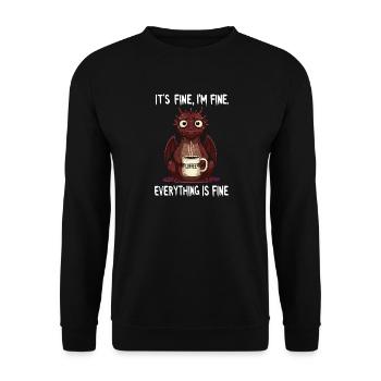 Its Fine In Fine Coffee Dragon Humor - Unisex Sweatshirt - black - Front - Alina (178cm) & Michal (187cm)