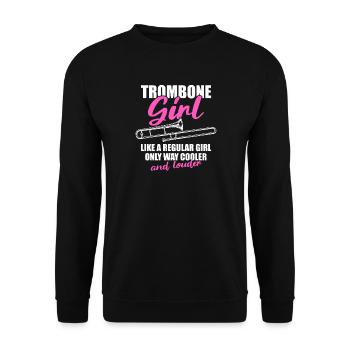 Trombone Girl Trombone Player Trombonist - Unisex Sweatshirt - black - Front - Alina (178cm) & Michal (187cm)