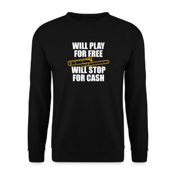 For free Trombone Trombone Player Trombonist - Unisex Sweatshirt - black - Front - Alina (178cm) & Michal (187cm)