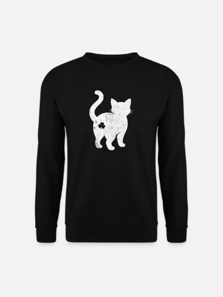 Silhouette de chat avec trèfle - Sweat-shirt Unisexe - noir
