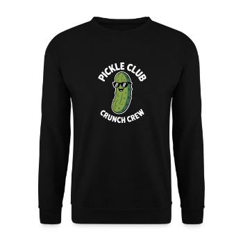 Pickle Club Crunch Crew Gurken Humor - Unisex Pullover - Schwarz - Vorne - Alina (178cm) & Michal (187cm)
