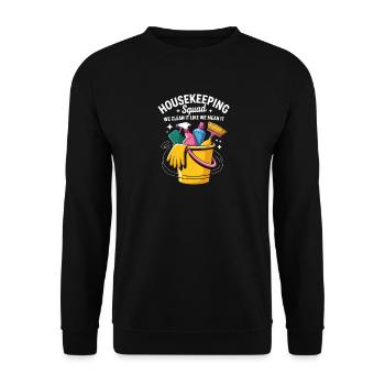 Lustiges Putzen Design - Unisex Pullover - Schwarz - Vorne - Alina (178cm) & Michal (187cm)