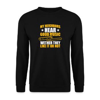 Mes voisins Tromboniste Tromboniste - Sweat-shirt Unisexe - noir - Devant - Alina (178cm) & Michal (187cm)