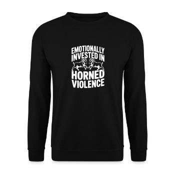 Emotional investiert in gehörnte Gewalt - Unisex Pullover - Schwarz - Vorne - Alina (178cm) & Michal (187cm)