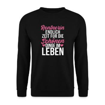 Retraité, enfin l’heure des belles choses - Sweat-shirt Unisexe - noir - Devant - Alina (178cm) & Michal (187cm)