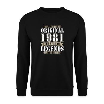 Cadeau rétro rétro vintage vintage d’anniversaire 1981 - Sweat-shirt Unisexe - noir - Devant - Alina (178cm) & Michal (187cm)