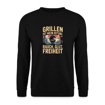  Grillen Ist Mein Ritual Rauch Glut Freiheit BBQ - Unisex Pullover - Schwarz - Vorne - Alina (178cm) & Michal (187cm)