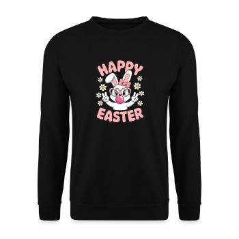 Joyeux Pâques Mignon, lapin de Pâques avec des lunettes - Sweat-shirt Unisexe - noir - Devant - Alina (178cm) & Michal (187cm)