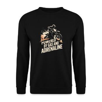 Dirtbiken, angetrieben von Benzin und Adrenalin - Unisex Pullover - Schwarz - Vorne - Alina (178cm) & Michal (187cm)