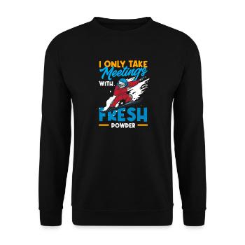Snowboarding Snowboard Meeting Chairlift - Unisex Sweatshirt - black - Front - Alina (178cm) & Michal (187cm)