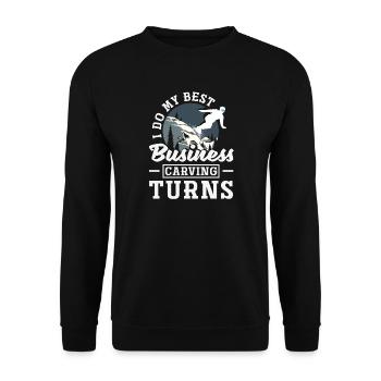 Snowboarding Snowboard Meeting Chairlift - Unisex Sweatshirt - black - Front - Alina (178cm) & Michal (187cm)