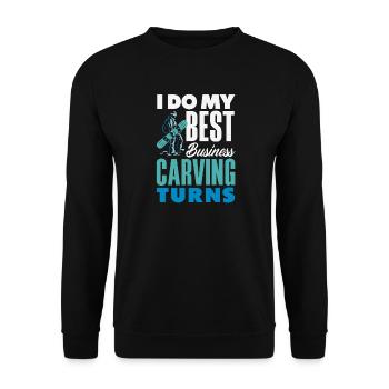 Snowboarding Snowboard Meeting Chairlift - Unisex Sweatshirt - black - Front - Alina (178cm) & Michal (187cm)