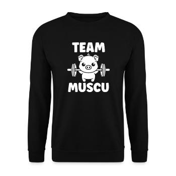 Team Muscu Cochon Haltères - Sweat-shirt Unisexe - noir - Devant - Alina (178cm) & Michal (187cm)